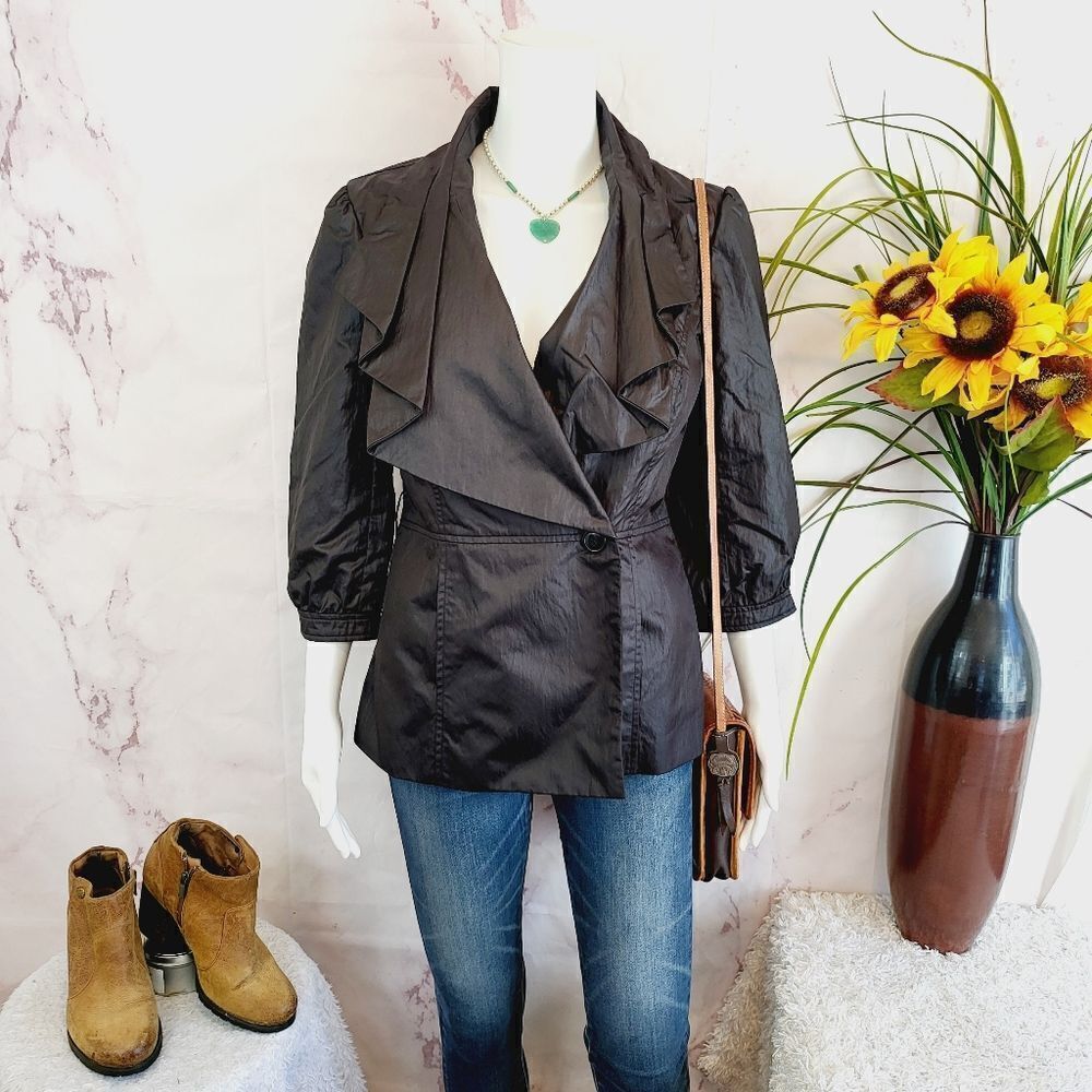 Willi Smith black satin look blazer jacket